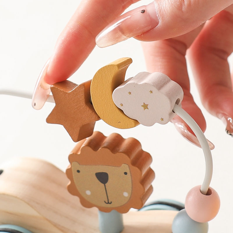 Thumbnail: Wooden Montessori Toys Animal Block Dragging Stars Moon Surround Train  Hand Coo