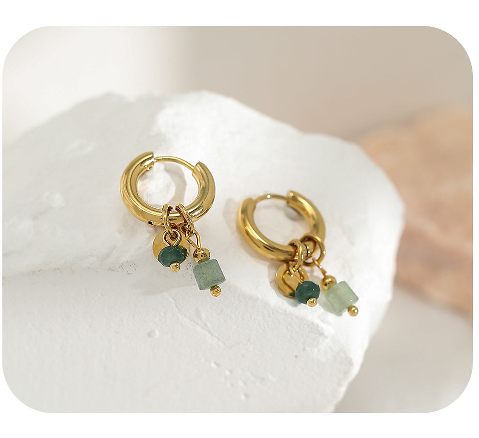 Thumbnail: GemGarden™ Green Stone Huggie Earrings