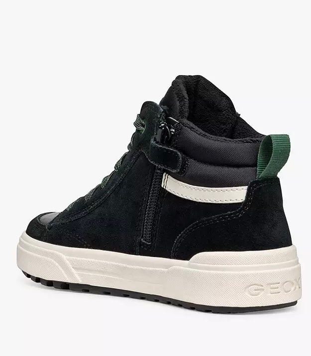 Thumbnail: Geox J Weemble Boys Hi Tops in Black with Green