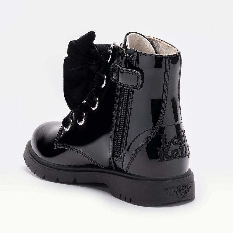 Thumbnail: Lelli Kelly LK5330 Fior Di Fiocco Girls Patent Boots in Black