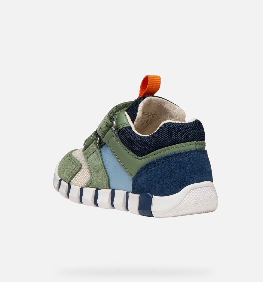 Thumbnail: Geox B Iupidoo Infant Boys Sneaker in Olive & Navy