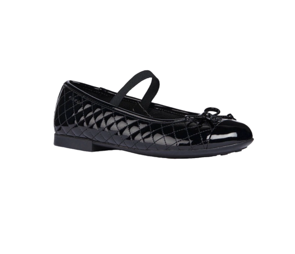 Geox Plié Girl Ballerina School Shoes in Quilted Leather