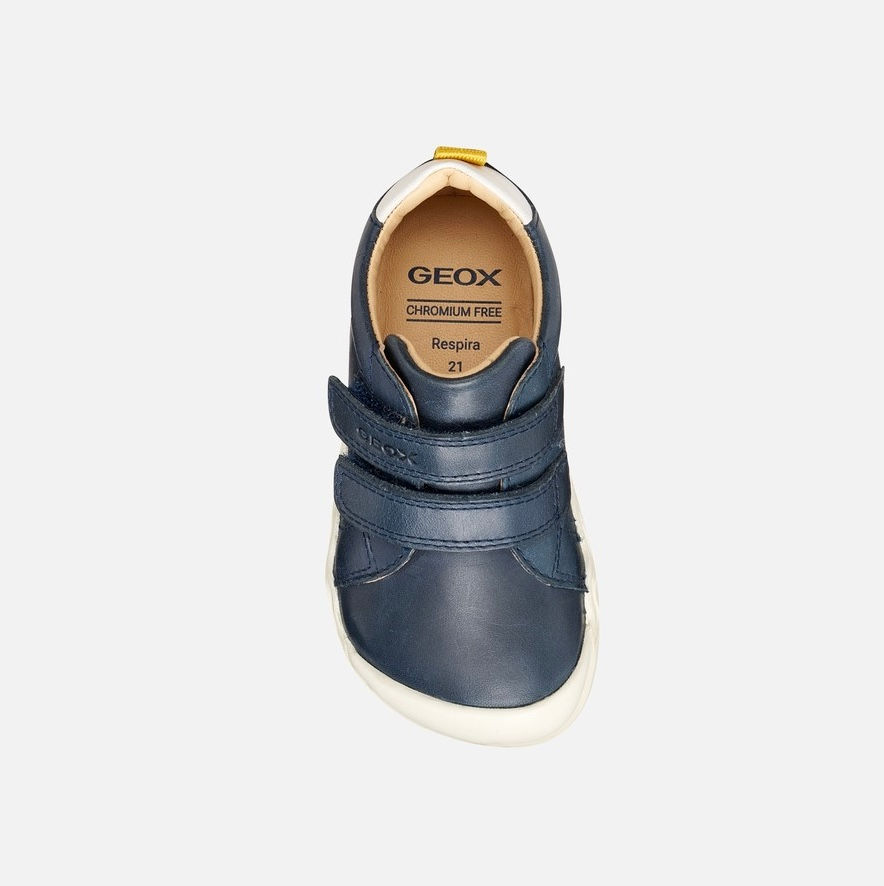Thumbnail: Geox B Steppieup Boys Barefoot Sneaker in Navy Leather
