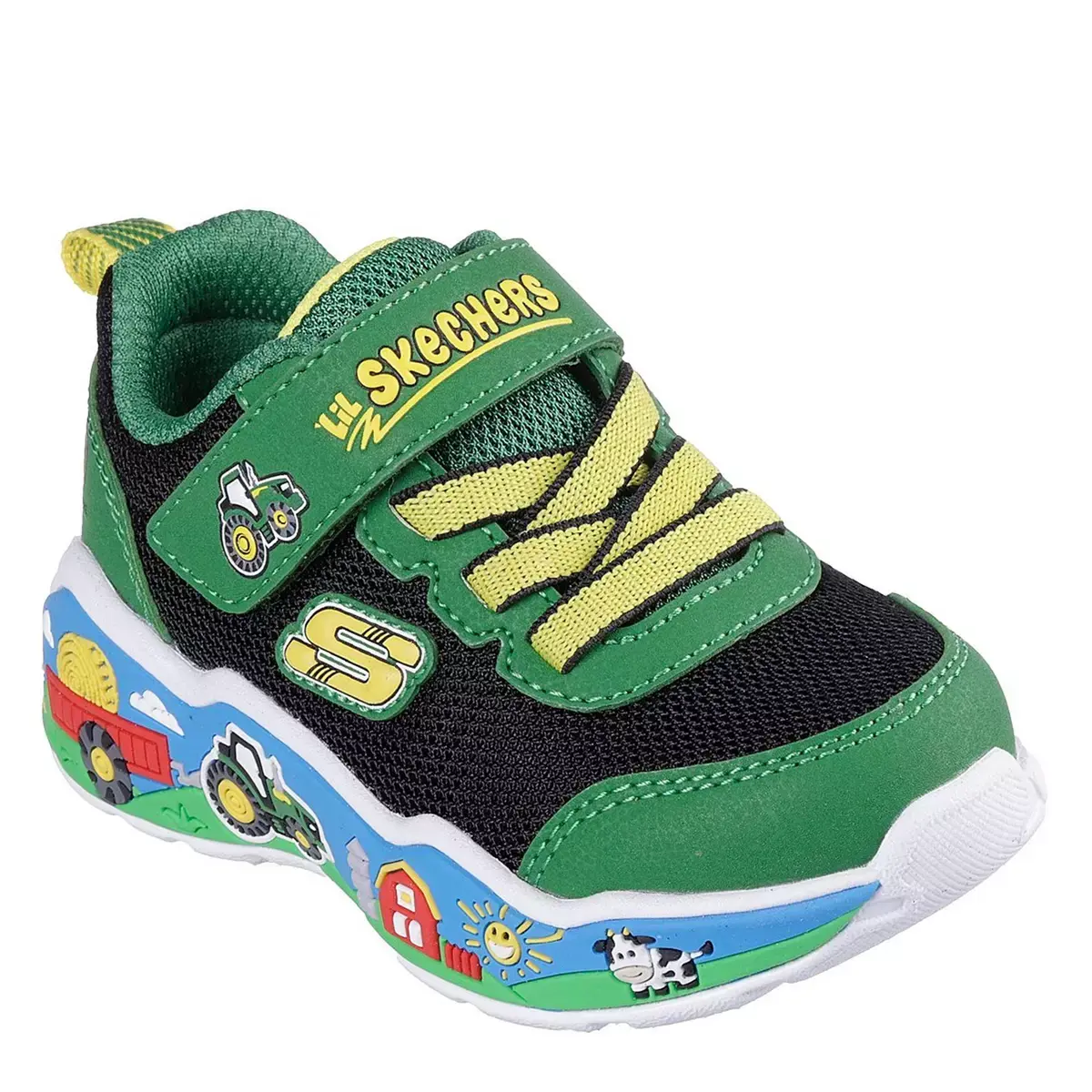 Skechers Infants Trainers Barn Buddies John Deere Tractor Design in Green