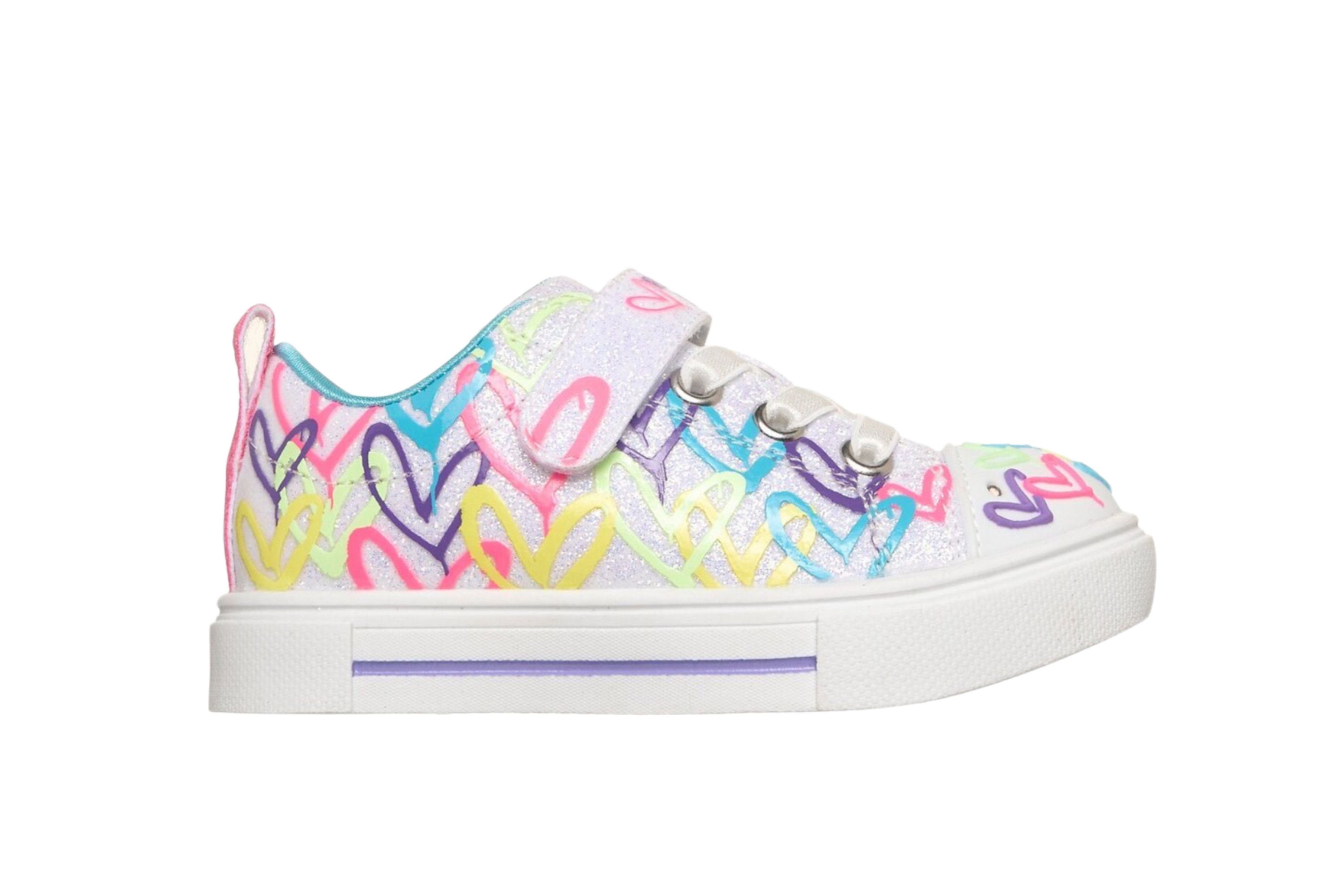Skechers S-Lights Twinkle Sparks Girls Trainer in Silver/white