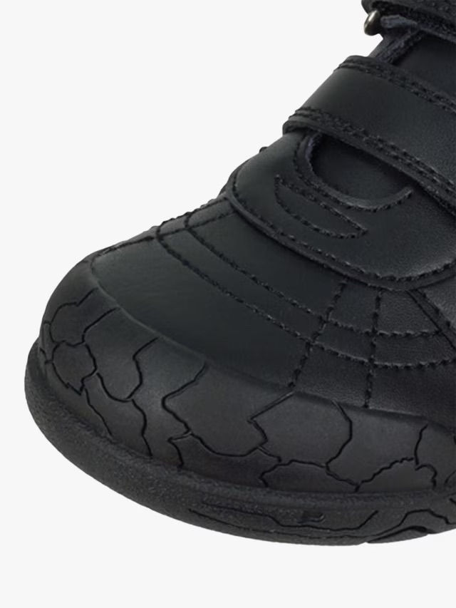 Thumbnail: ToeZone Rebel Boys Dinosaur Design School Shoes in Black with Toe Bumper