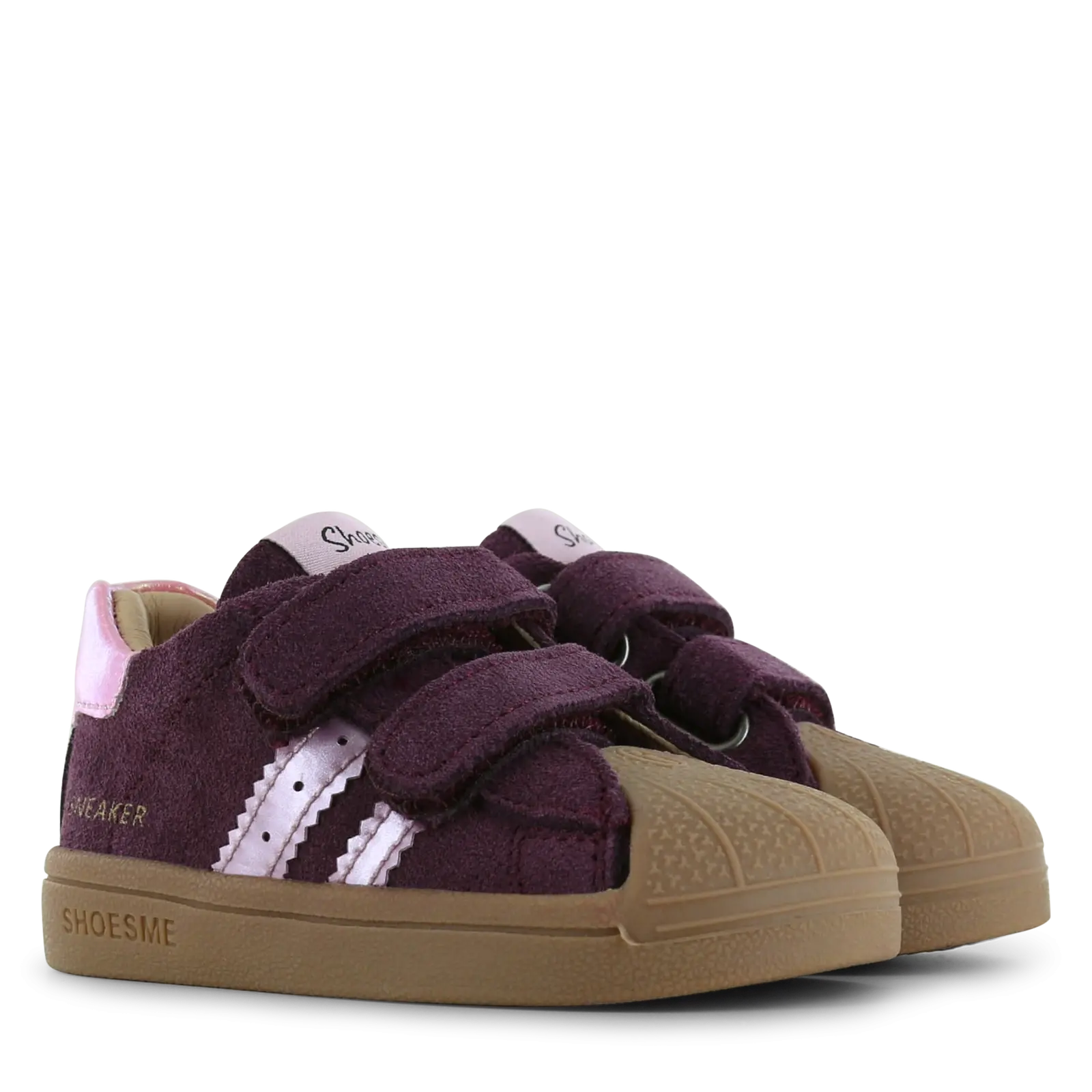 Shoesme Girls First Walkers Sneakers in Bordeaux with Pink