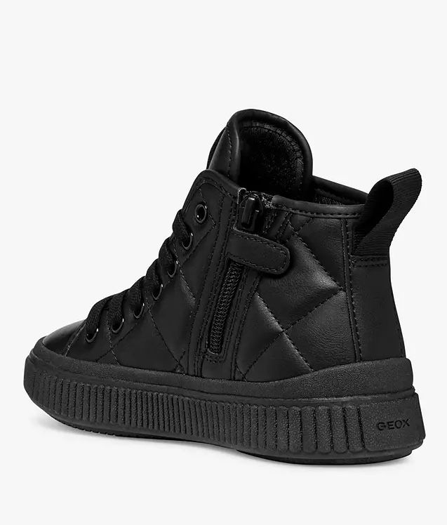 Thumbnail: Geox J Laquinny Girls Hi Tops in All Black