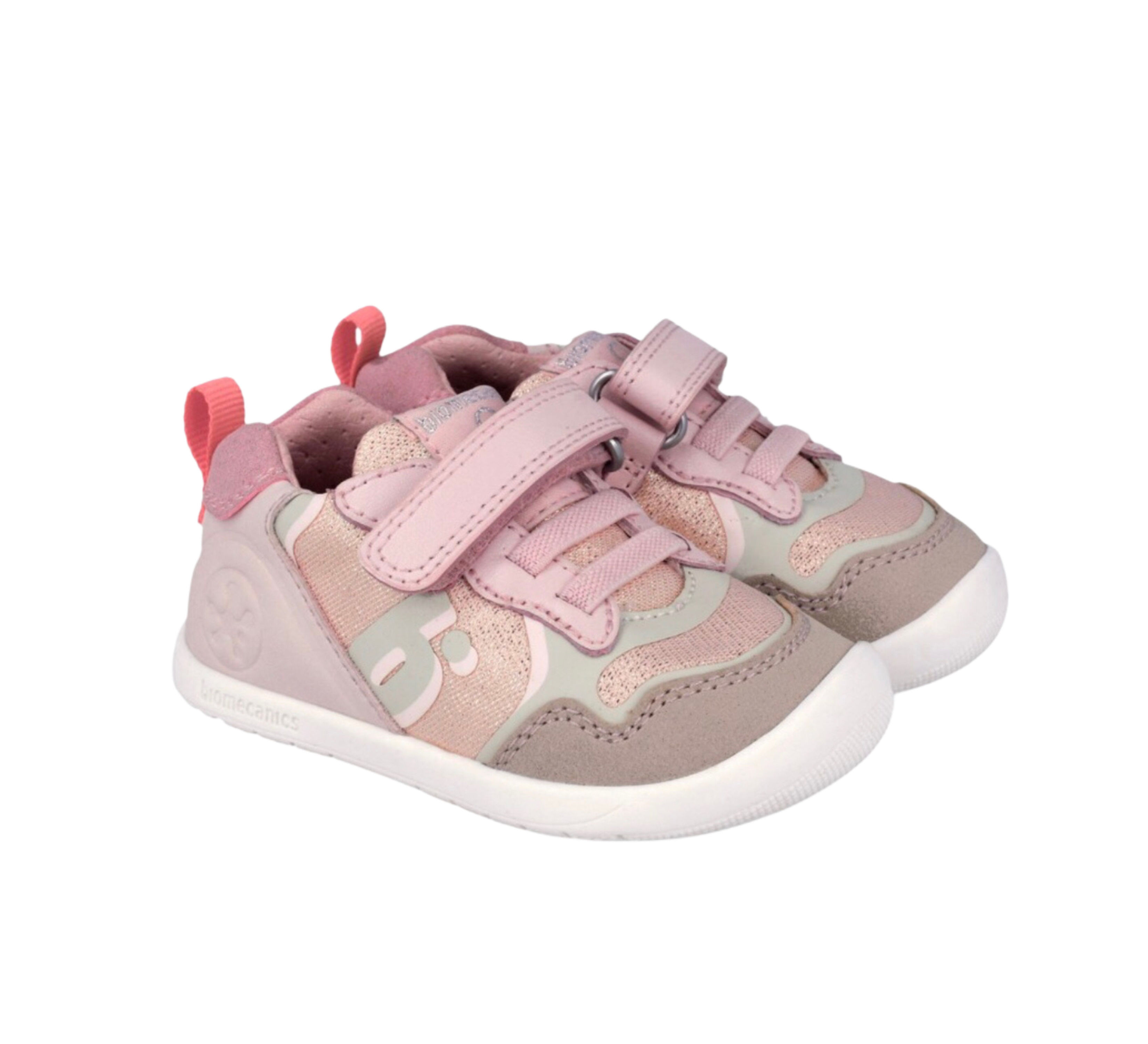 Biomecanics Girls Barefoot Casual Shoes in Glitter Gold & Pink