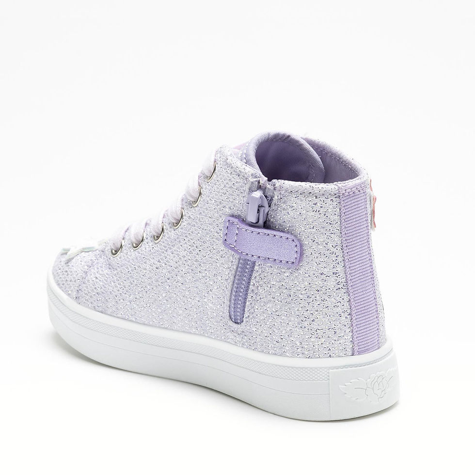 Thumbnail: Lelli Kelly Vttoria Girls Hi Tops with Unicorn Decoration in Glittery Lilac