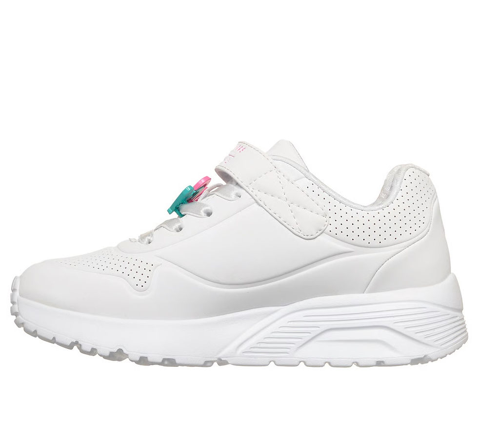 Thumbnail: Skechers Uno Lite Heart Status Girls Trainers by J Goldcrown in White Multi