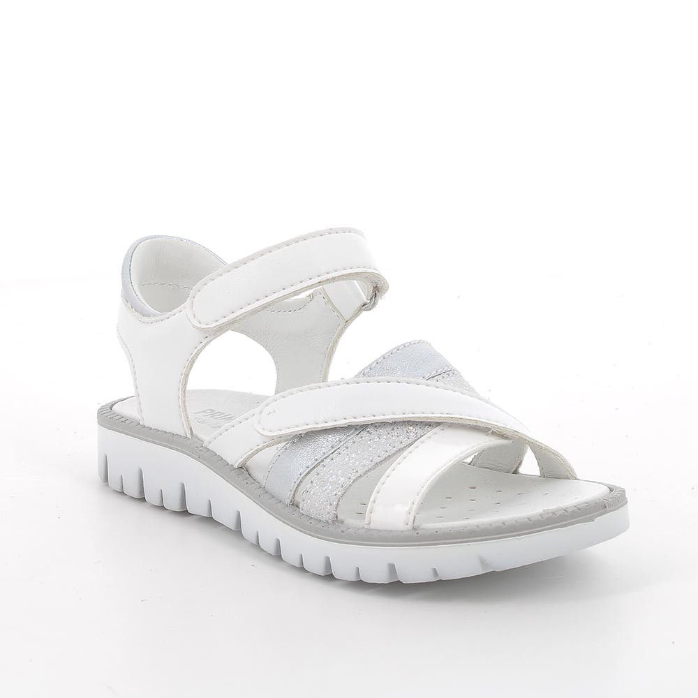 Primigi Girls Leather Sandals in White & Silver