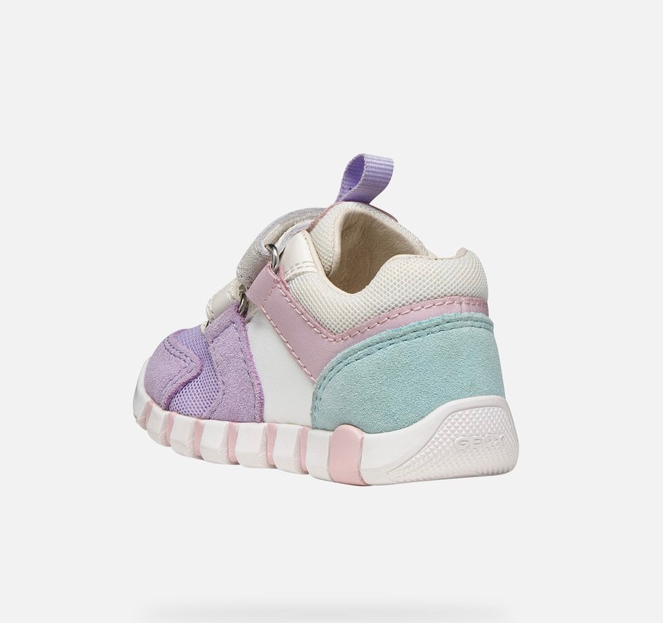 Thumbnail: Geox B Iupidoo Infant Girls Sneakers in Lilac & White