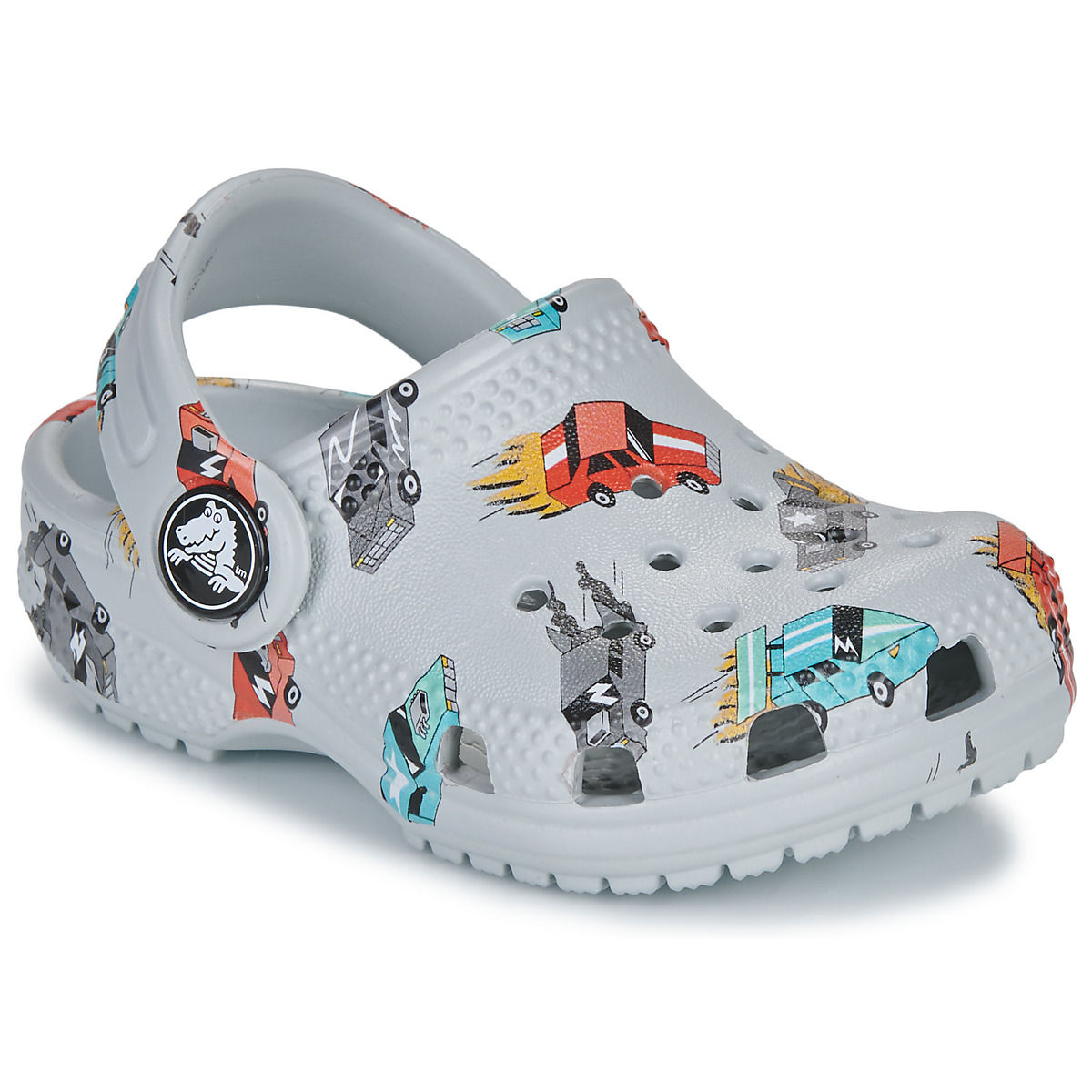 Crocs Toddler Classic Graphic Race Car Clog in Grey