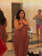 Sabi leading indoor SOMA Breath session.