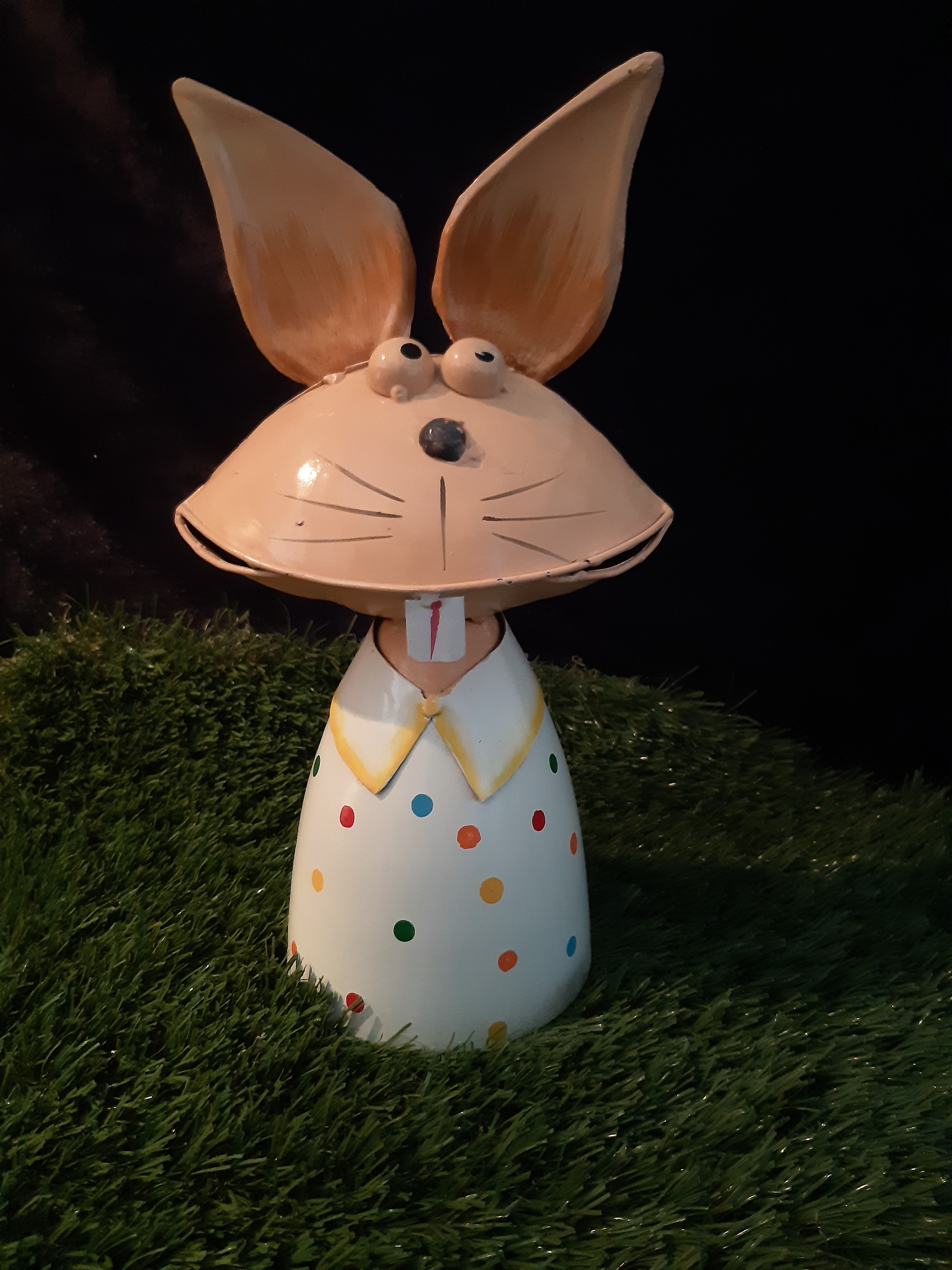 Zaunhocker Hase 26cm, weiß, Tupfen