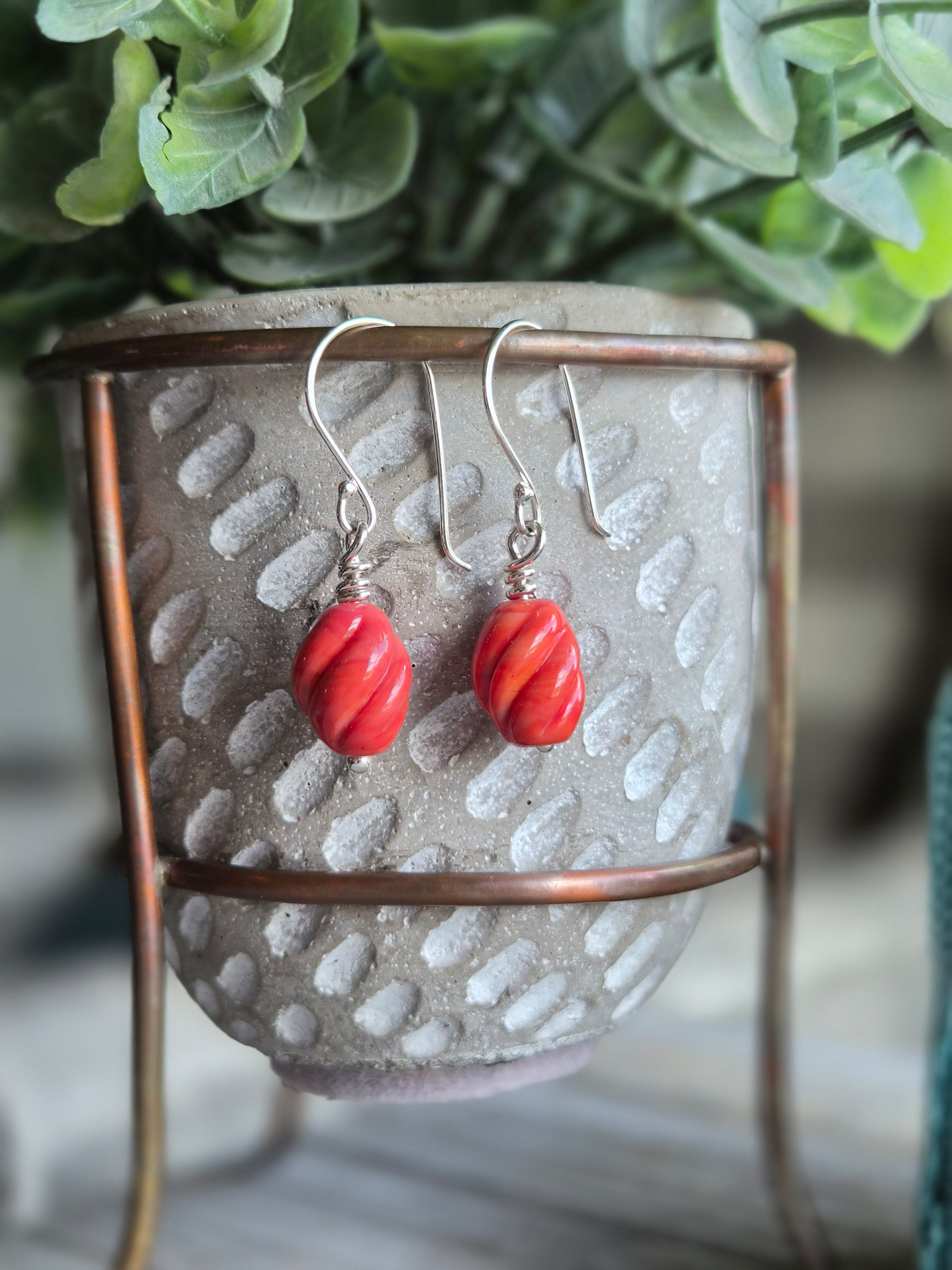 Coral Spiral Earrings