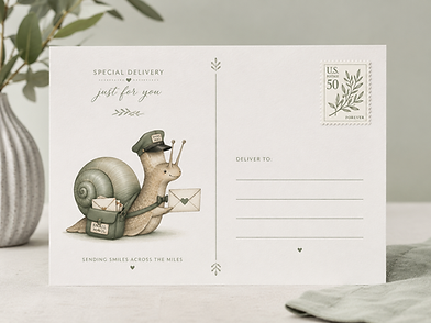 postcard with a snail dressed as a mailman.png