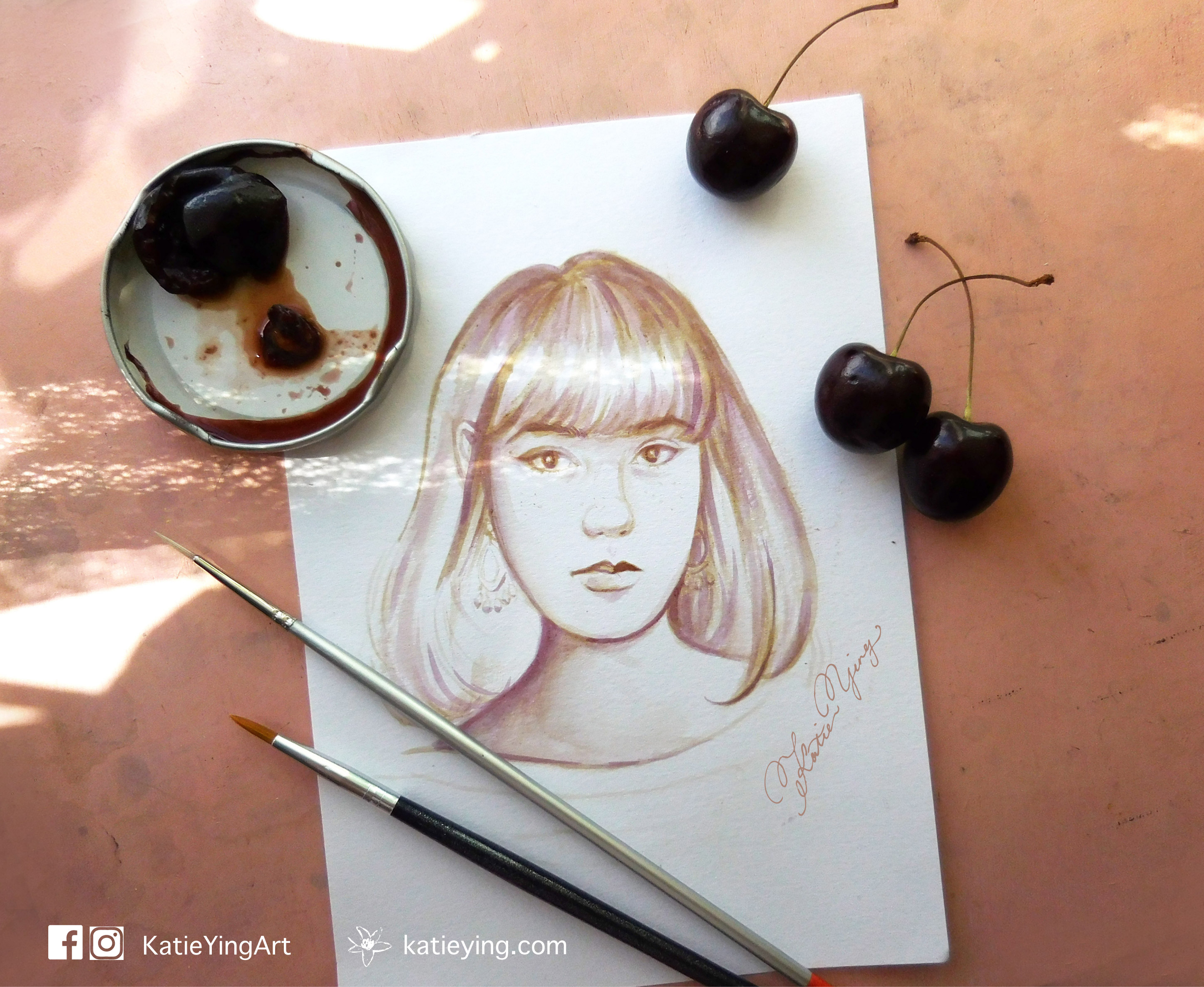 Cherry juice painting