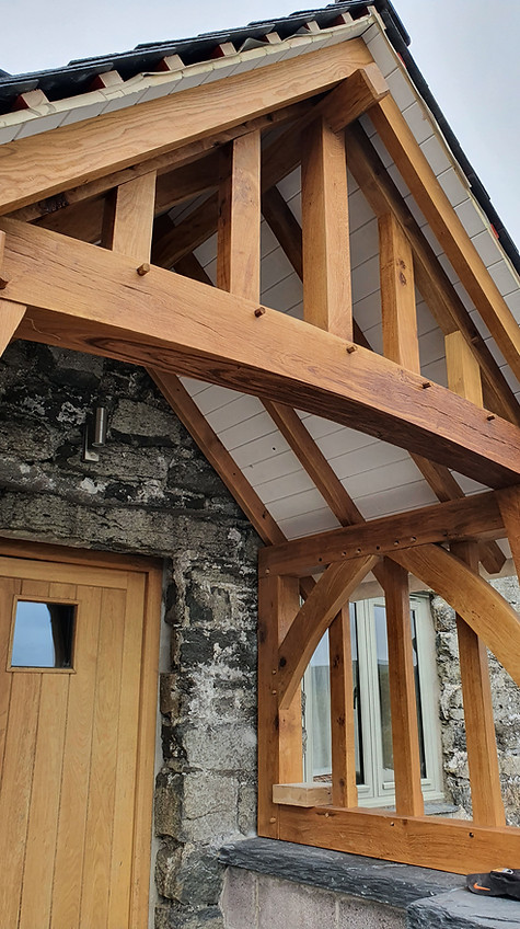 Bespoke oak porch hand built in our Kent workshop