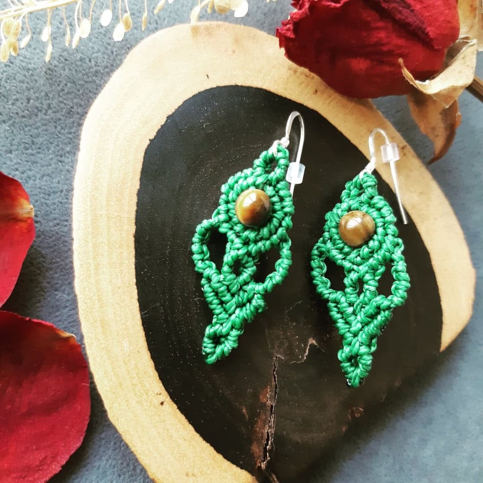 Boucles d'oreille œil de tigre (crochet argent 925)