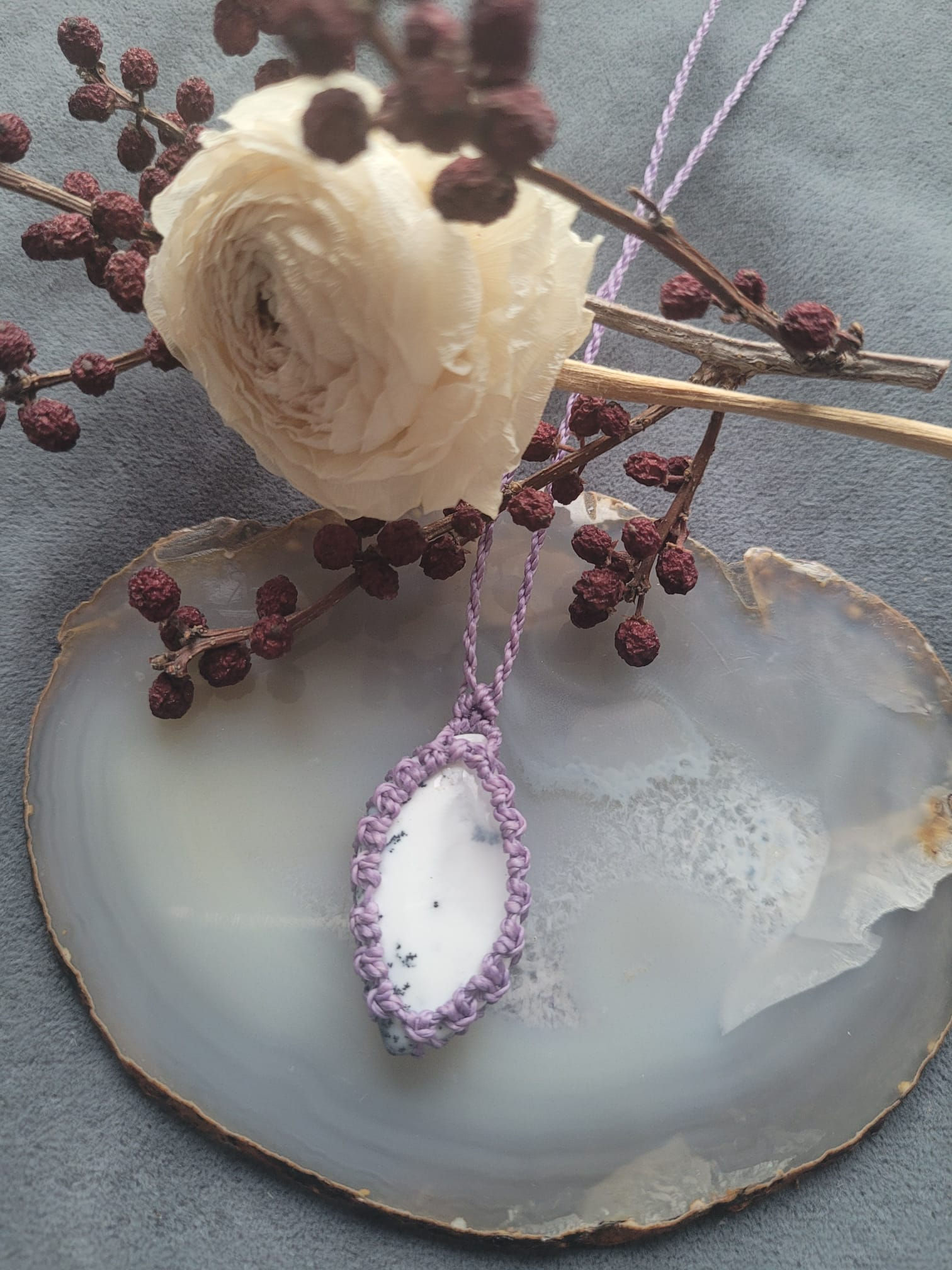 Collier agate dendritique