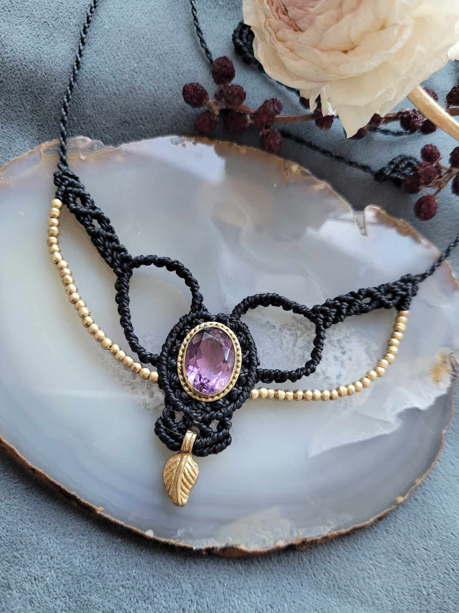 Collier améthyste facétée