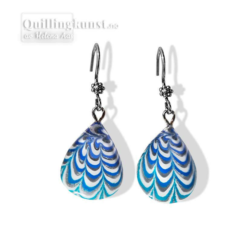 Øredobber Krysantemum, turkis & blå