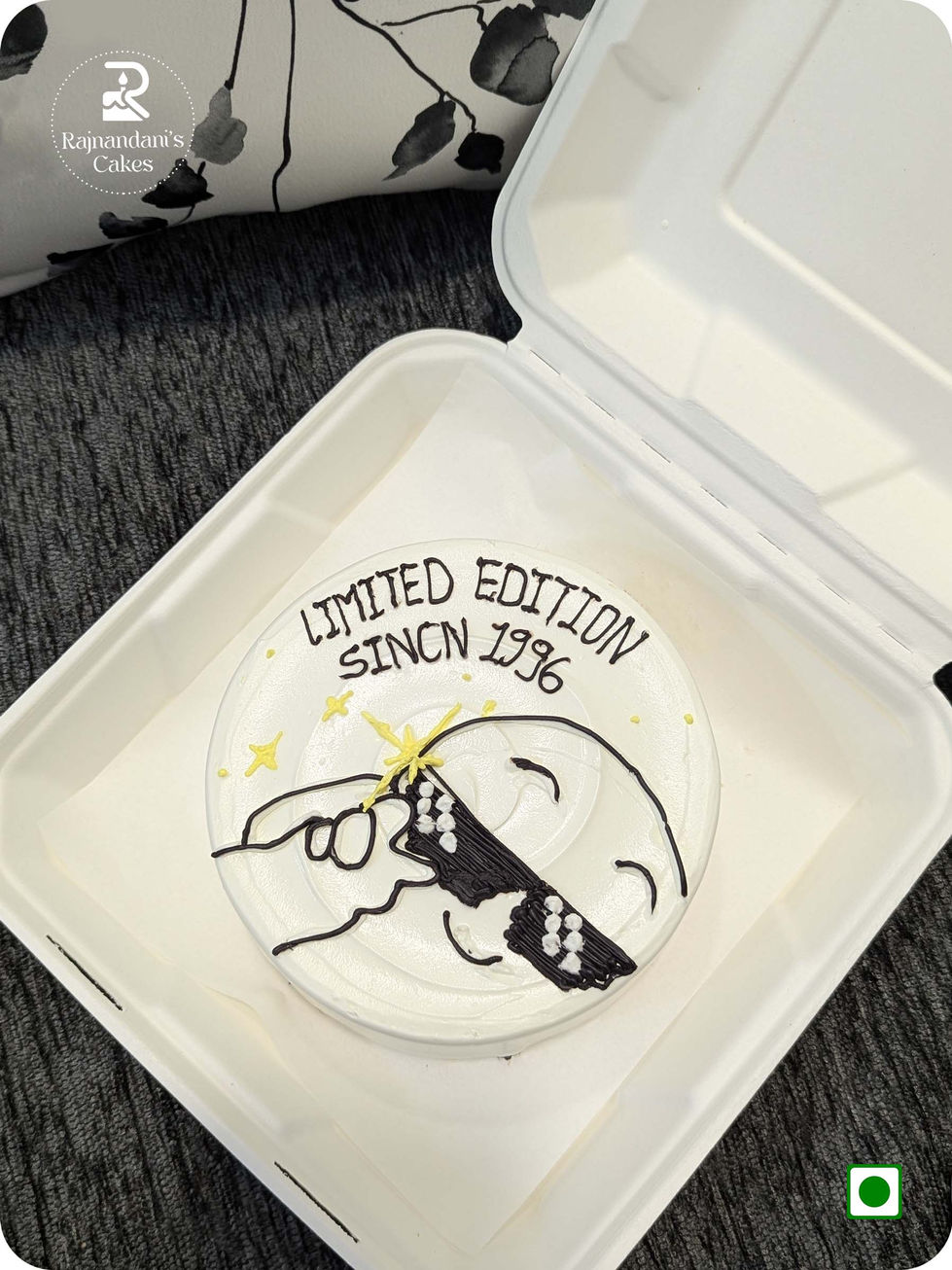 Custom Limited Edition cool meme sunglasses bento cake in bento box by Rajnandani's Cakes.