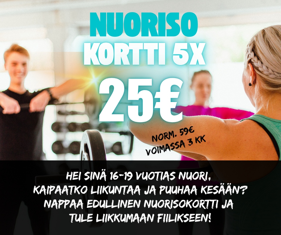 5x NUORISO-KORTTI (16–19 v) vain 25€