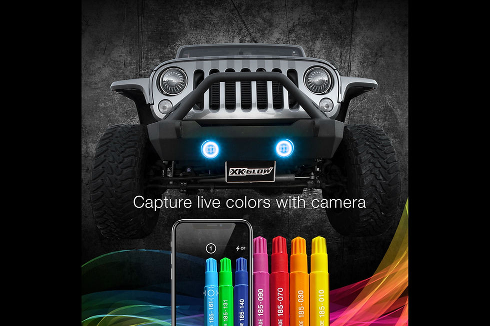 Miniature : XKChrome RGB LED Fog Light Kit: Wrangler JK (Black w/ Controller) (Pair)