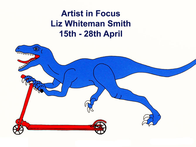 Our Artist in Focus is Liz Whiteman Smith. She makes witty, charming images of London landmarks, dinosaurs, and the dancing bird known as the blue footed booby.