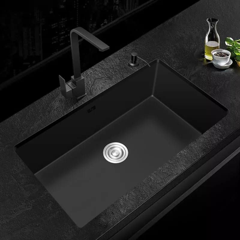Cuba Inox Cozinha Preta Embutir 47x34cm Com Válvula 4.1/2