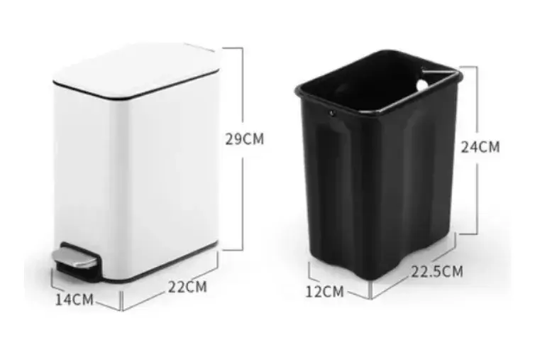 Miniatura: Lixeira Retangular Com Pedal Slim Inox 5 Litros Branca Fosca