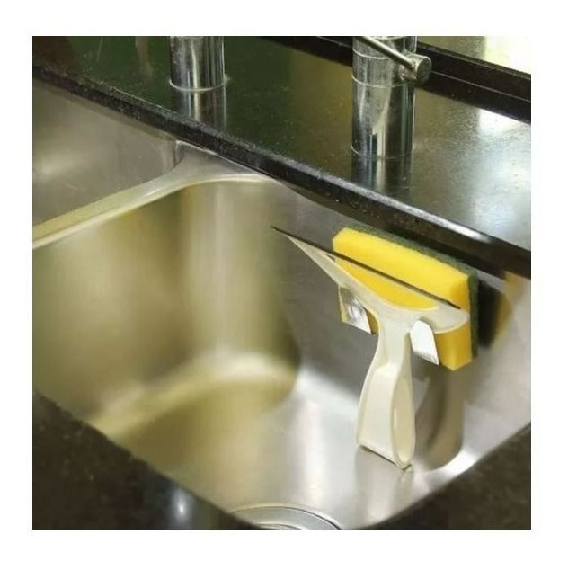 Miniatura: Suporte De Bucha E Rodinho De Pia Com Ventosa - Inox Polido