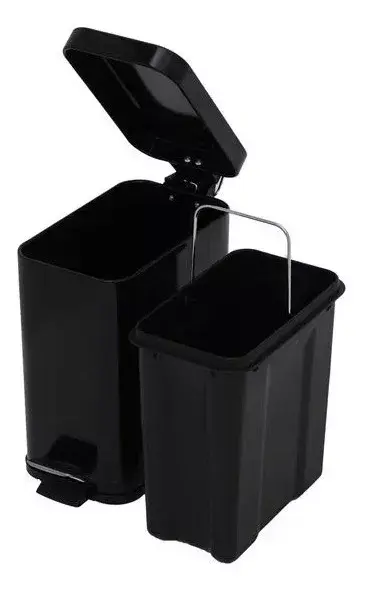 Miniatura: Lixeira Retangular Com Pedal Slim Inox 5 Litros Preto Fosco