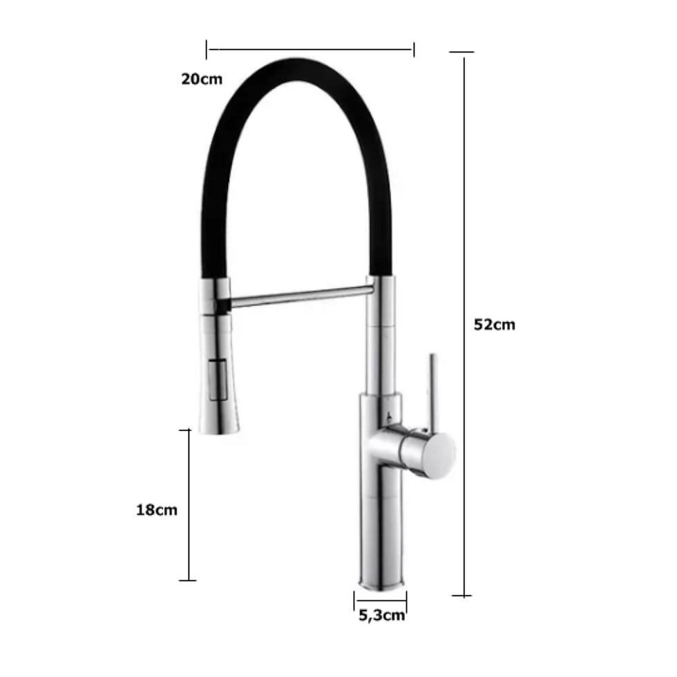 Miniatura: Torneira Monocomando Gourmet Linha Color Preta 2 Jatos