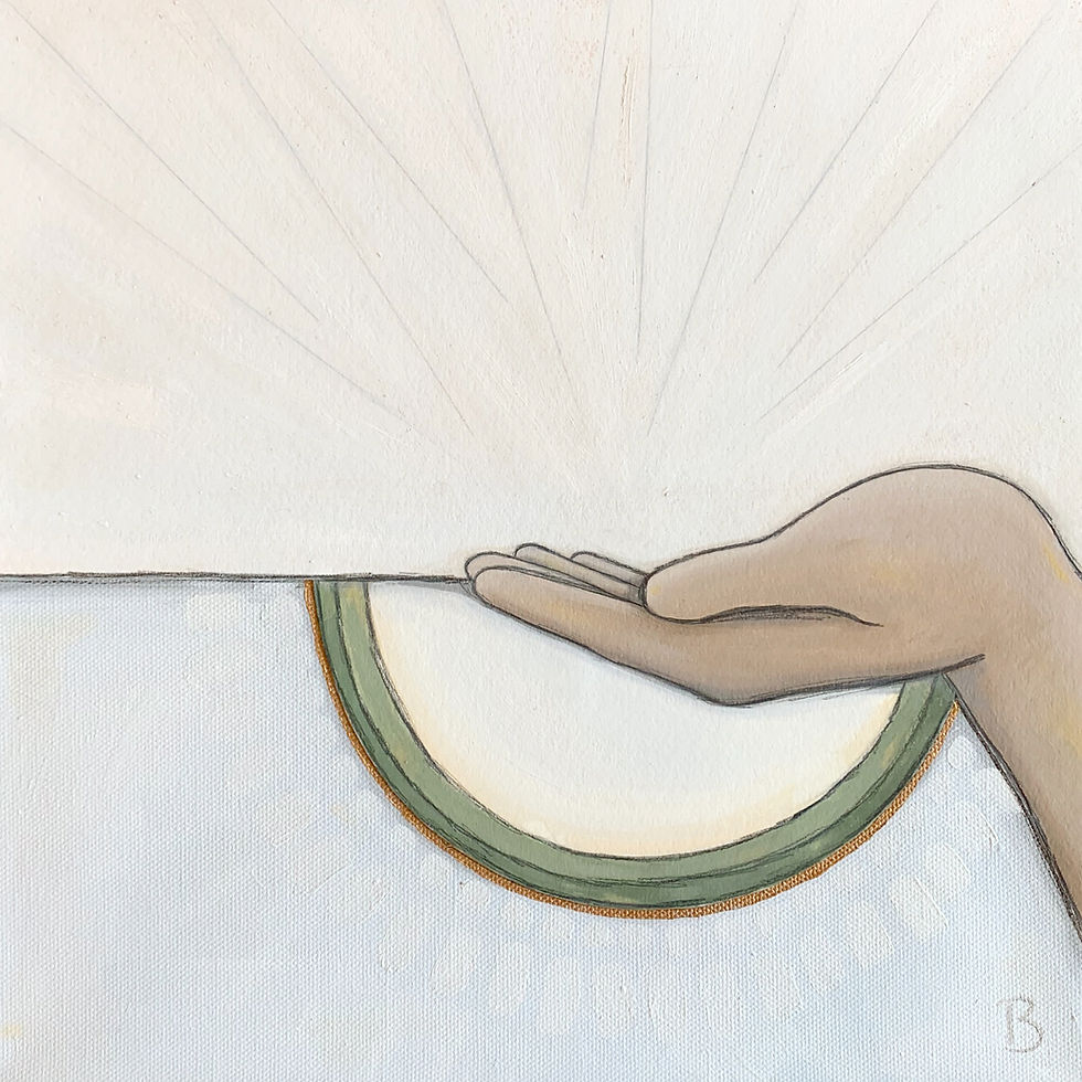 Waiting -Collage Oil Painting 12x12"