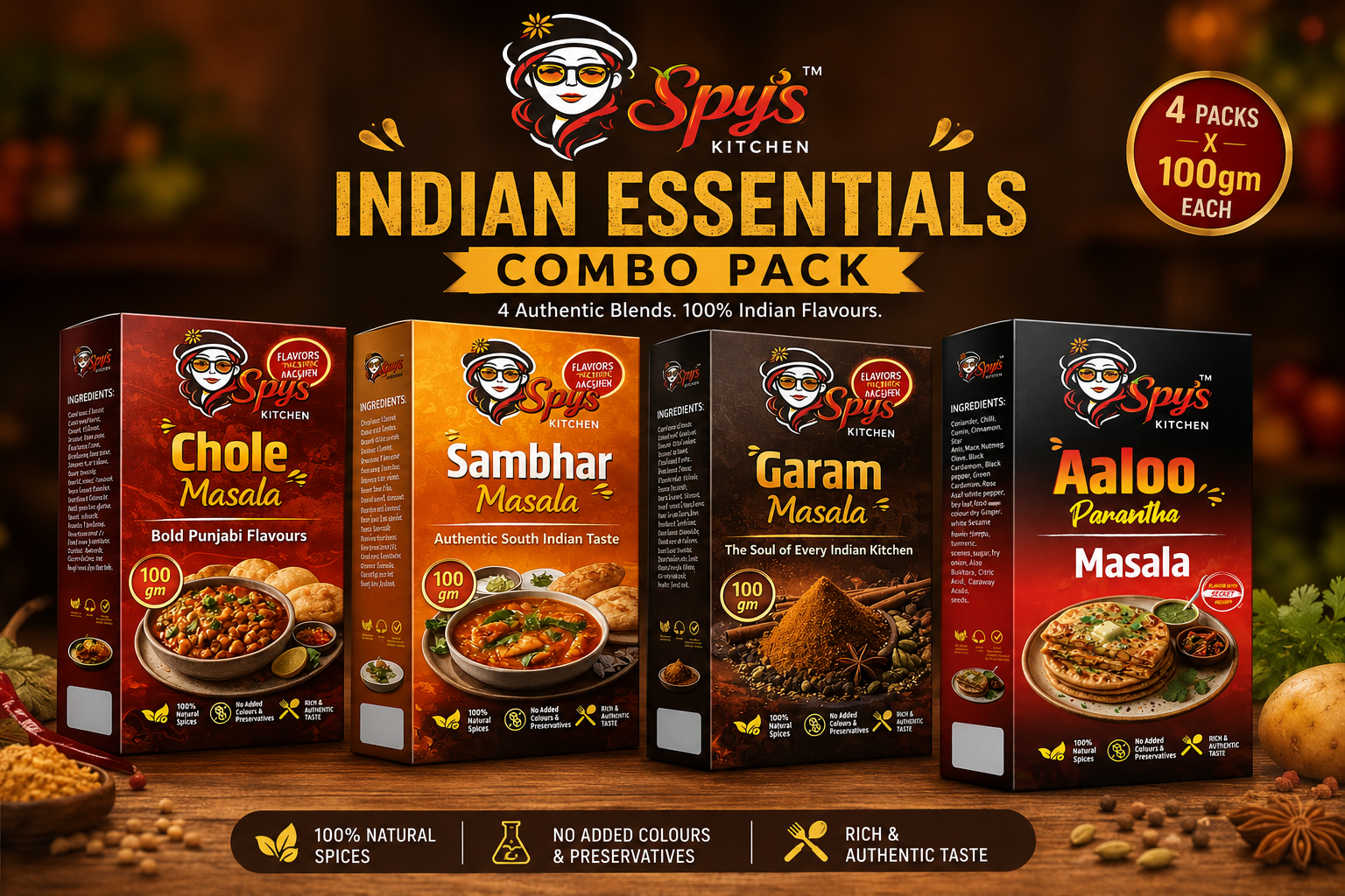 Indian Essentials Combo Pack – 4 x 100g