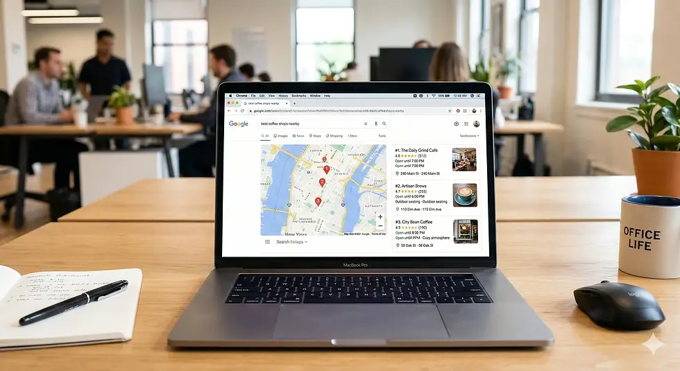 Google Maps search results showing local business listings for nearby services