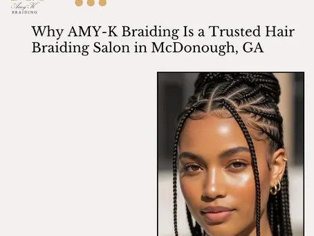 African hair braiding in McDonough GA with neat knotless braids at professional salon