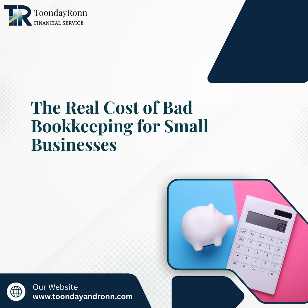 Small business owner reviewing financial records and bookkeeping documents.