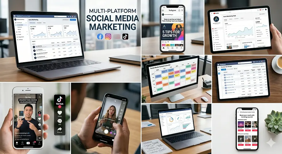 Different social media platforms used for business marketing
