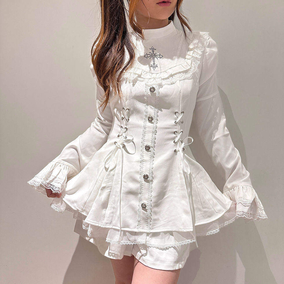 Thumbnail: Lila Embroidered Dress Set in White