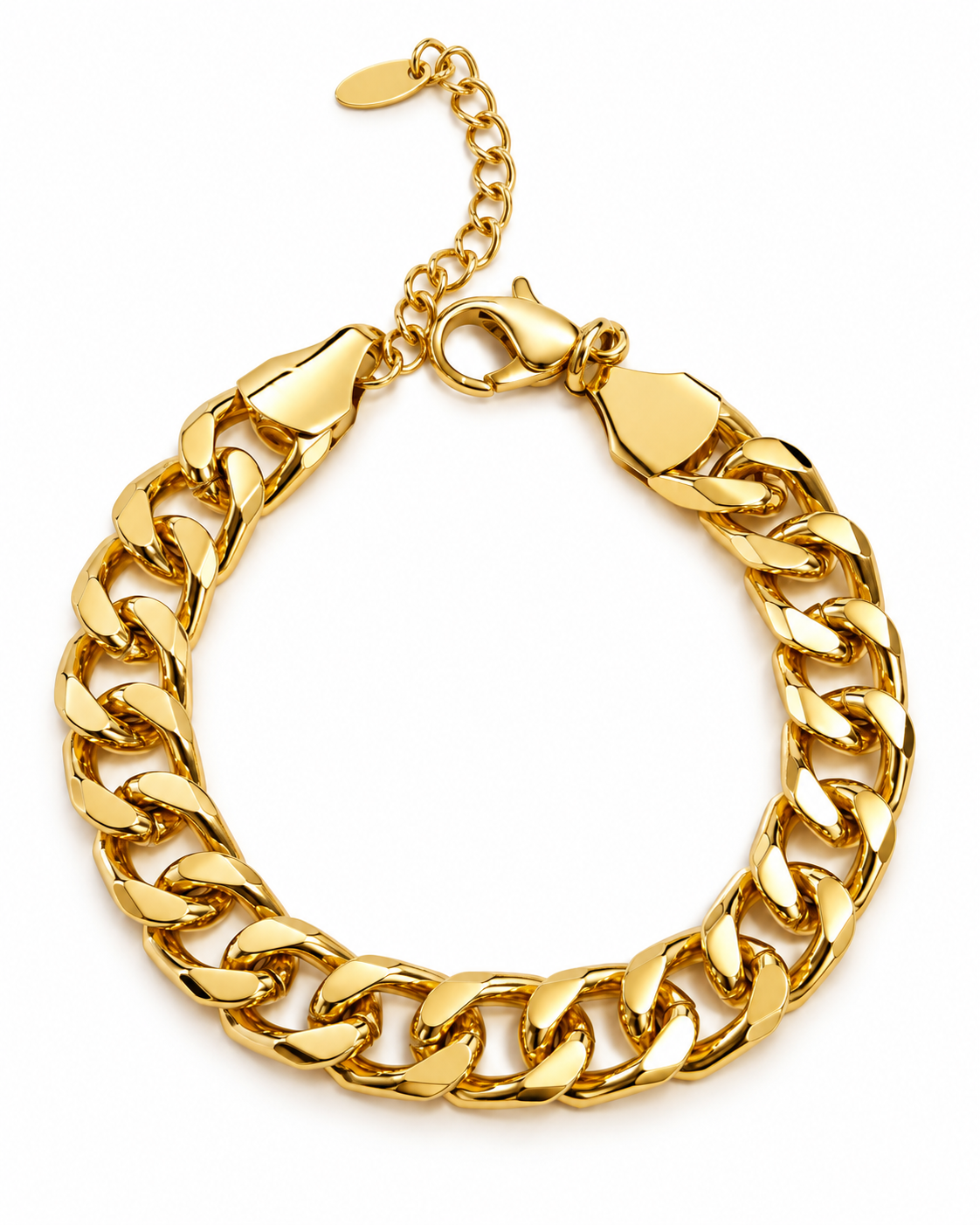 Chunky Cuban-style link bracelet – 925 silver with gold plating