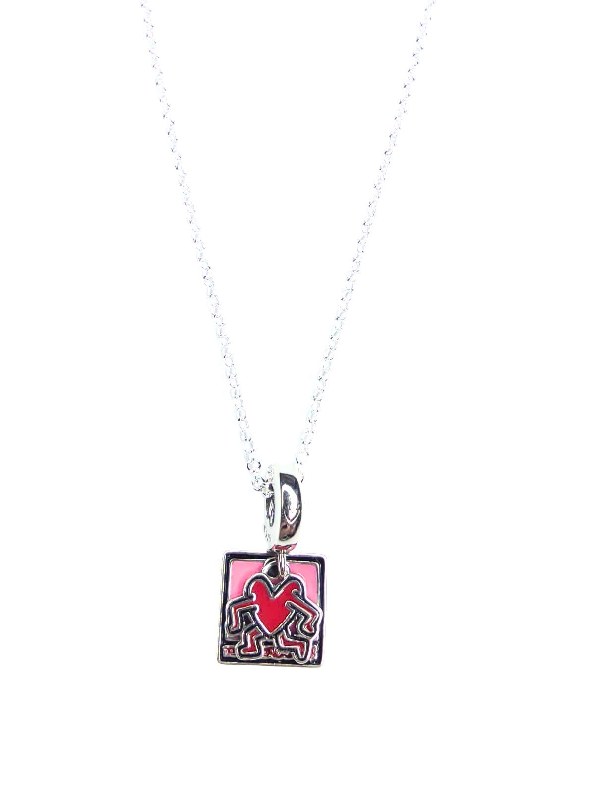 925 silver necklace - square heart - Keith Haring