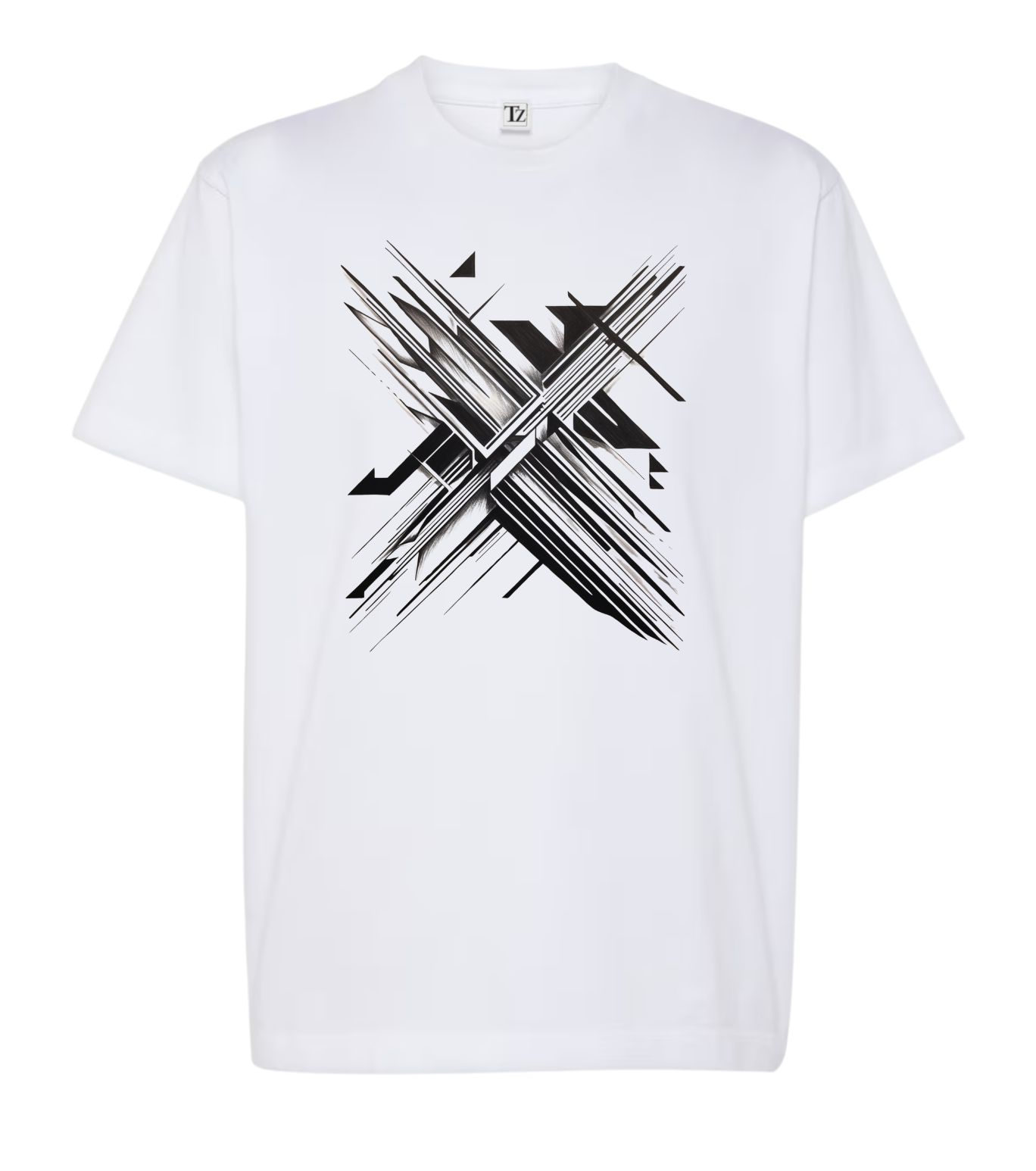 White Printed T-Shirt - Geometric Drawing 3