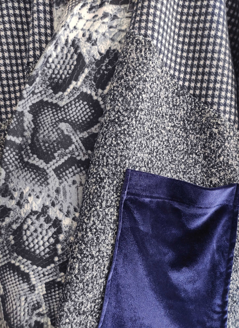 Thumbnail: Blue Patchwork Jacket - Reversible