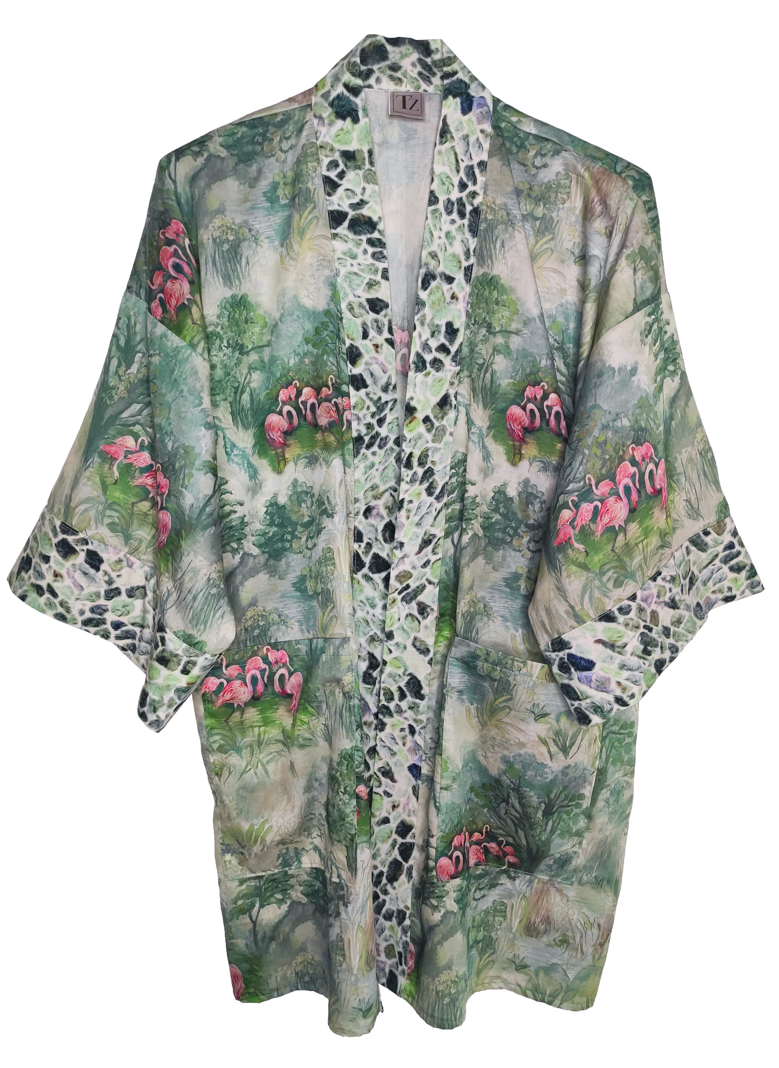 קימונו בהדפס פלמינגו