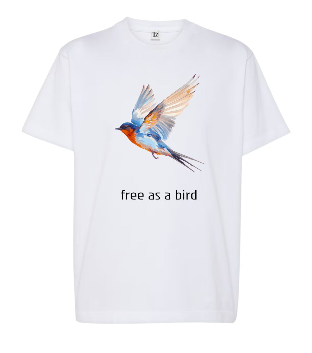 White Printed T-Shirt - Free Bird